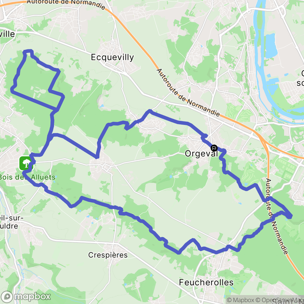 Orgeval : carte du parcours de randonnée - France
