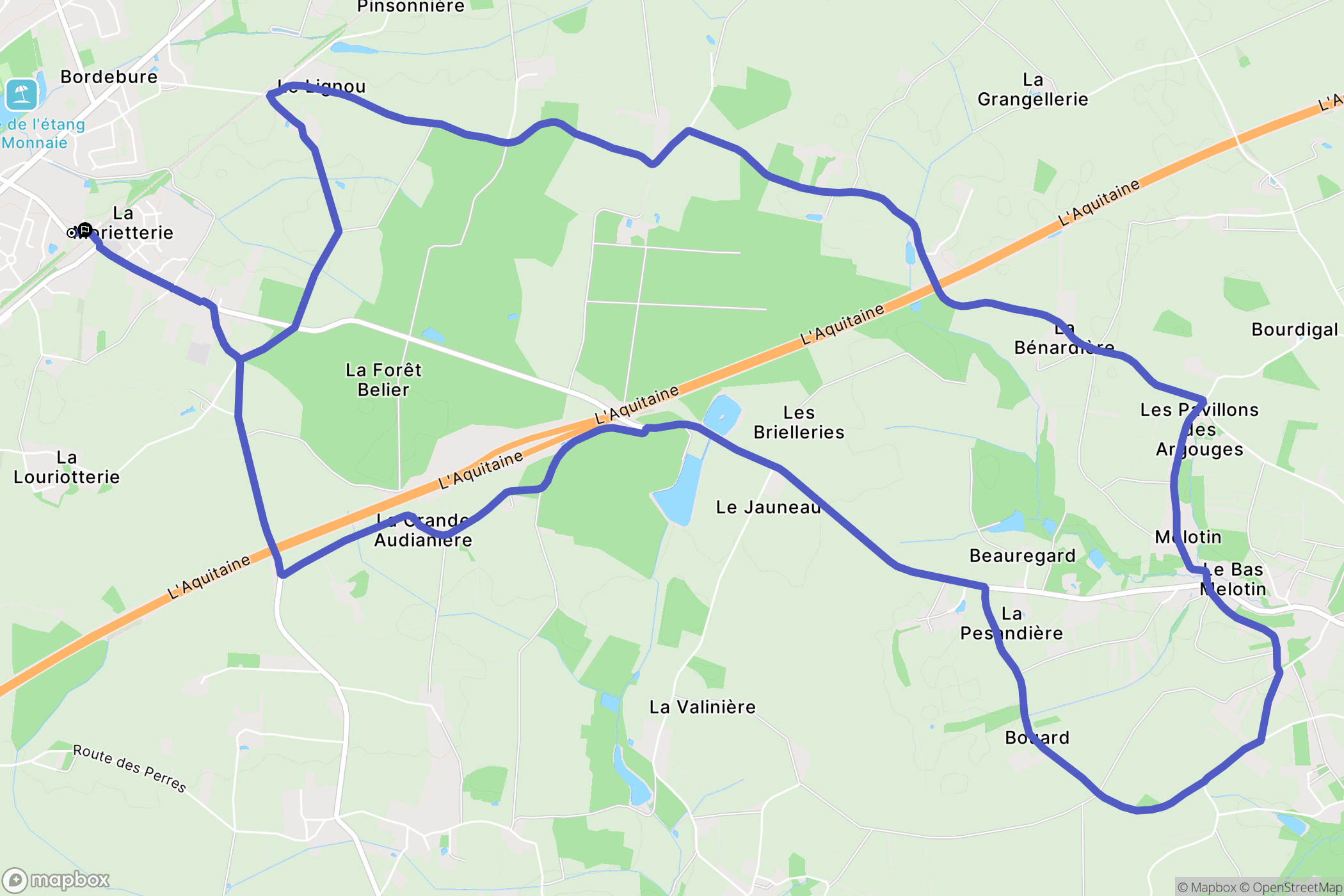Monnaie : carte du parcours de randonnée - France