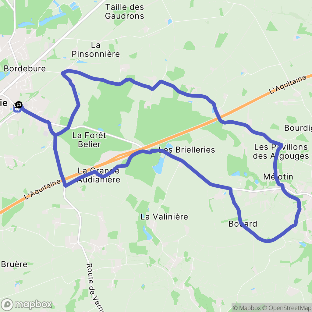 Monnaie : carte du parcours de randonnée - France