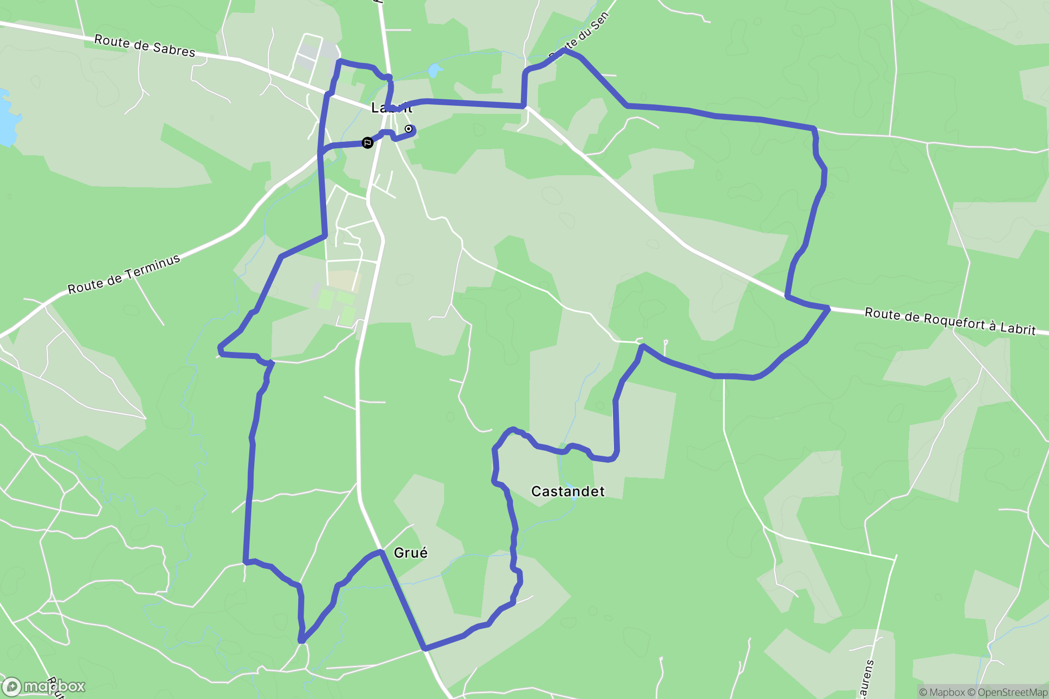 Labrit : carte du parcours de randonnée - France