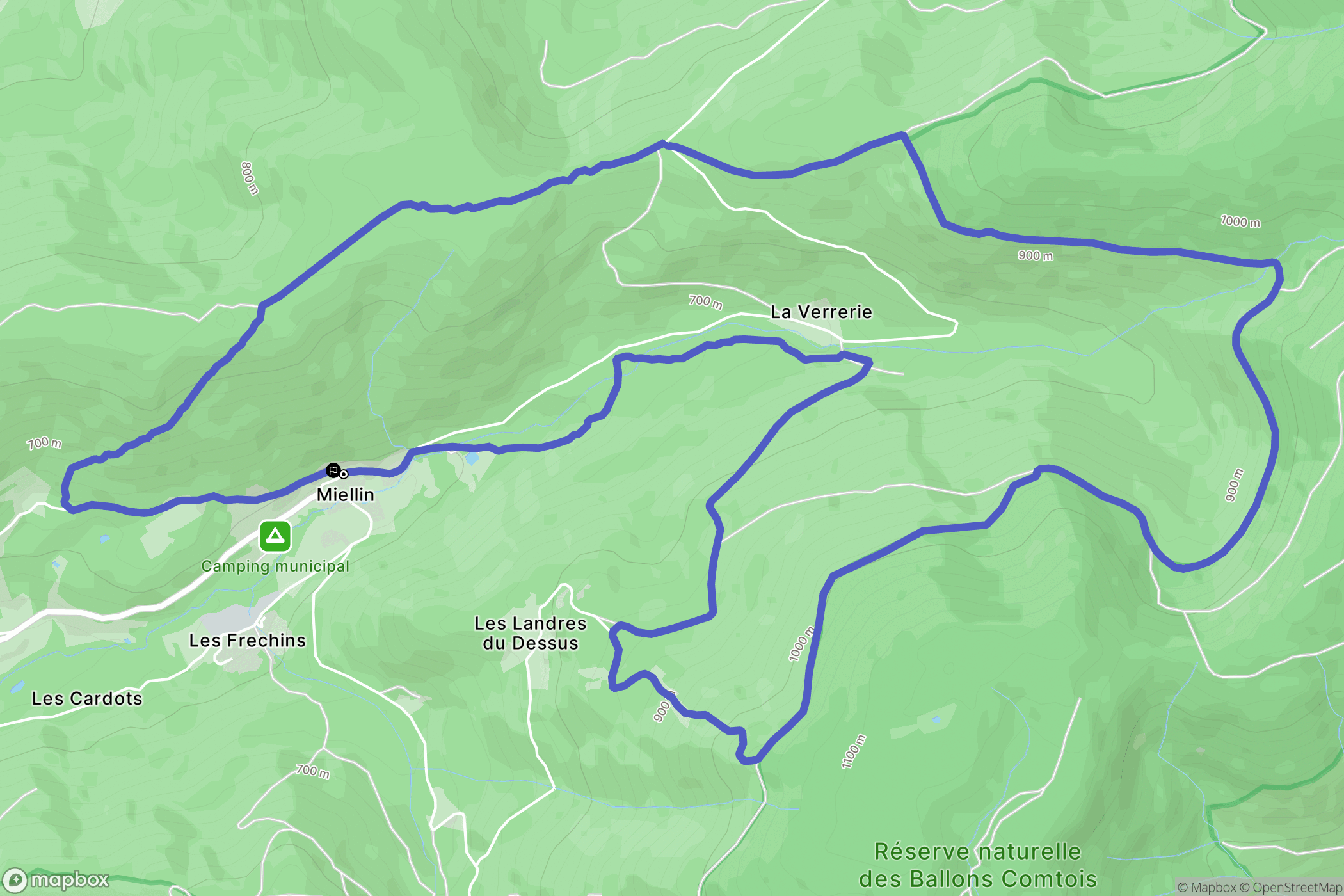 Servance-Miellin : carte du parcours de randonnée - France