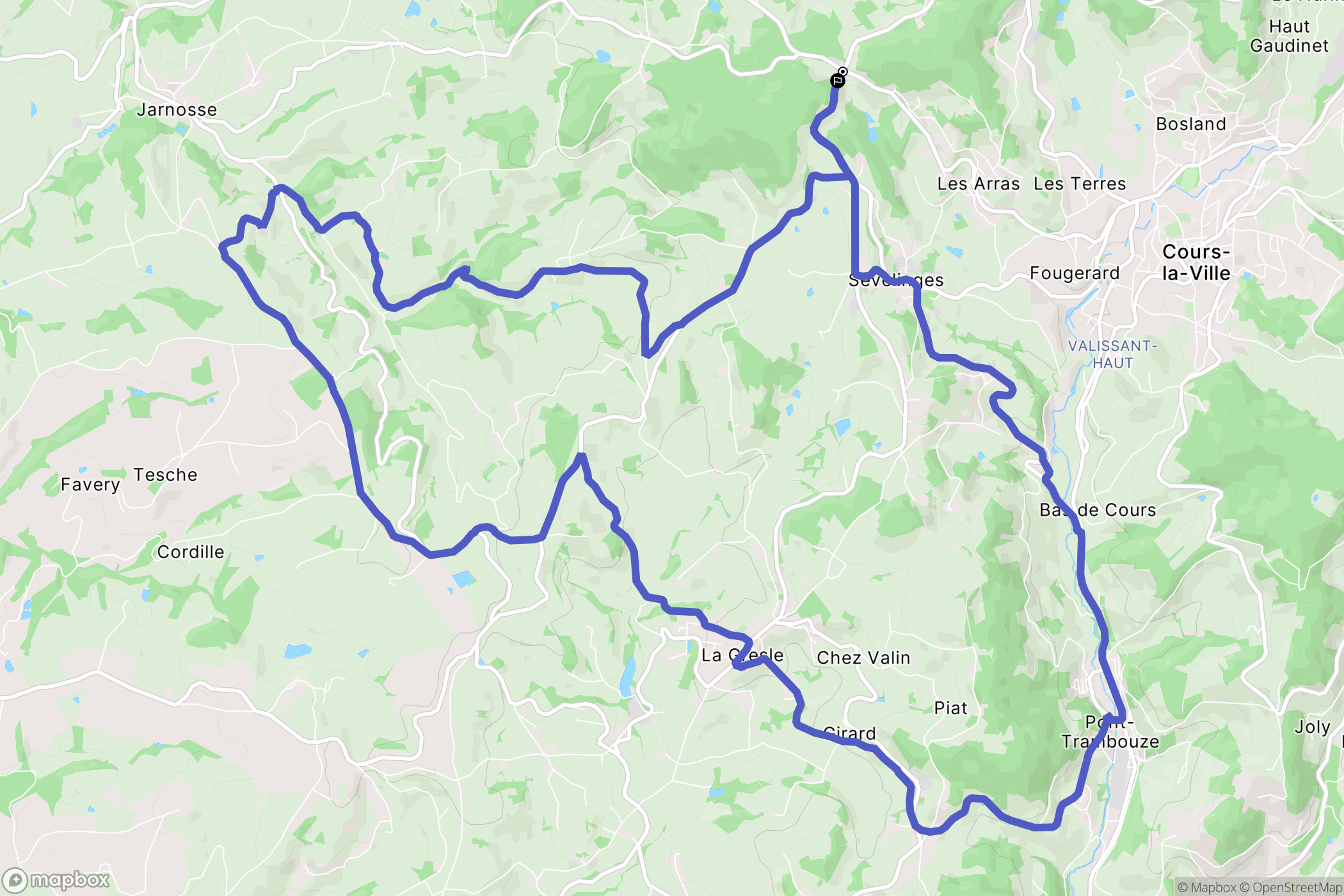 Sevelinges : carte du parcours de randonnée - France