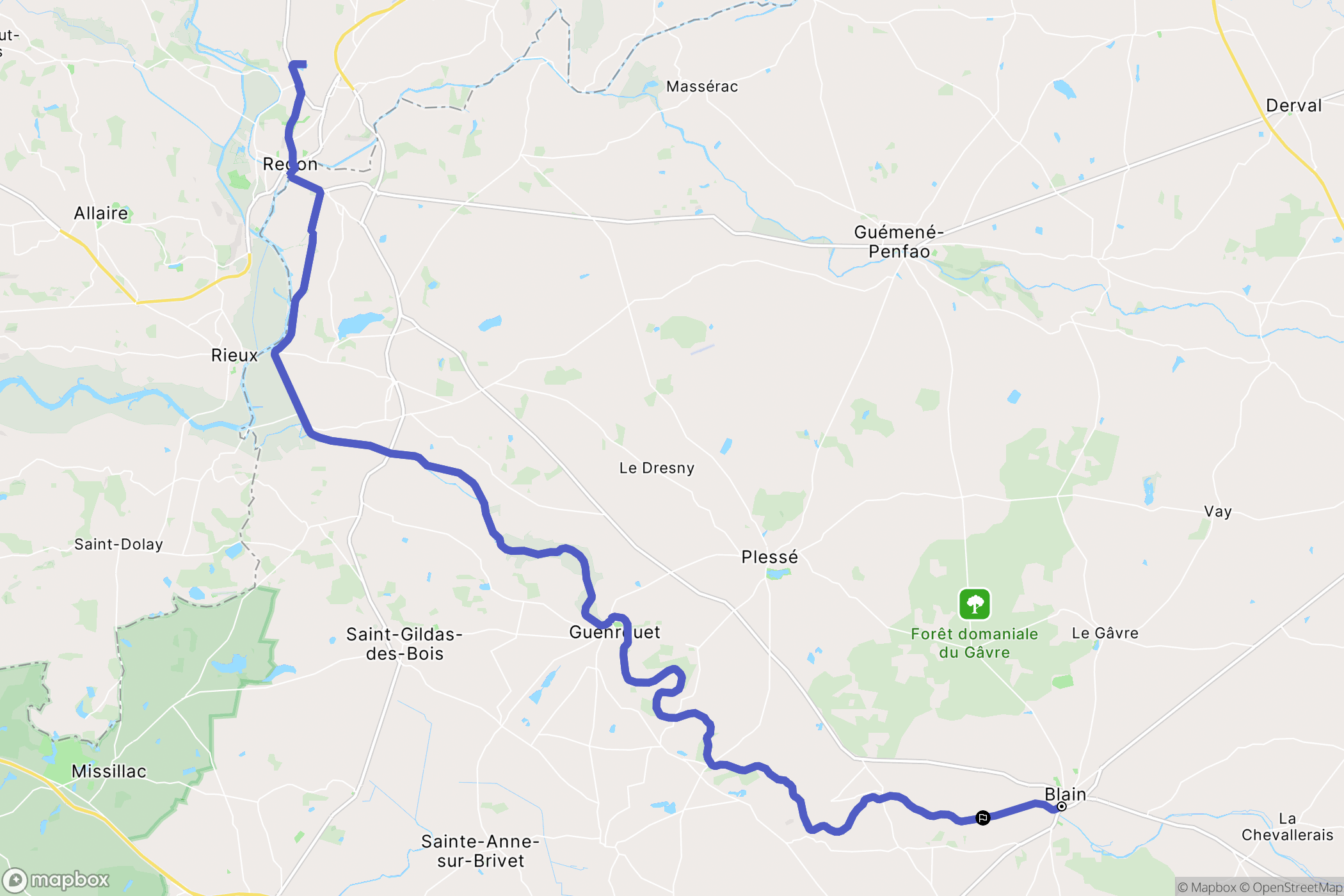 Blain : carte du parcours de randonnée - France