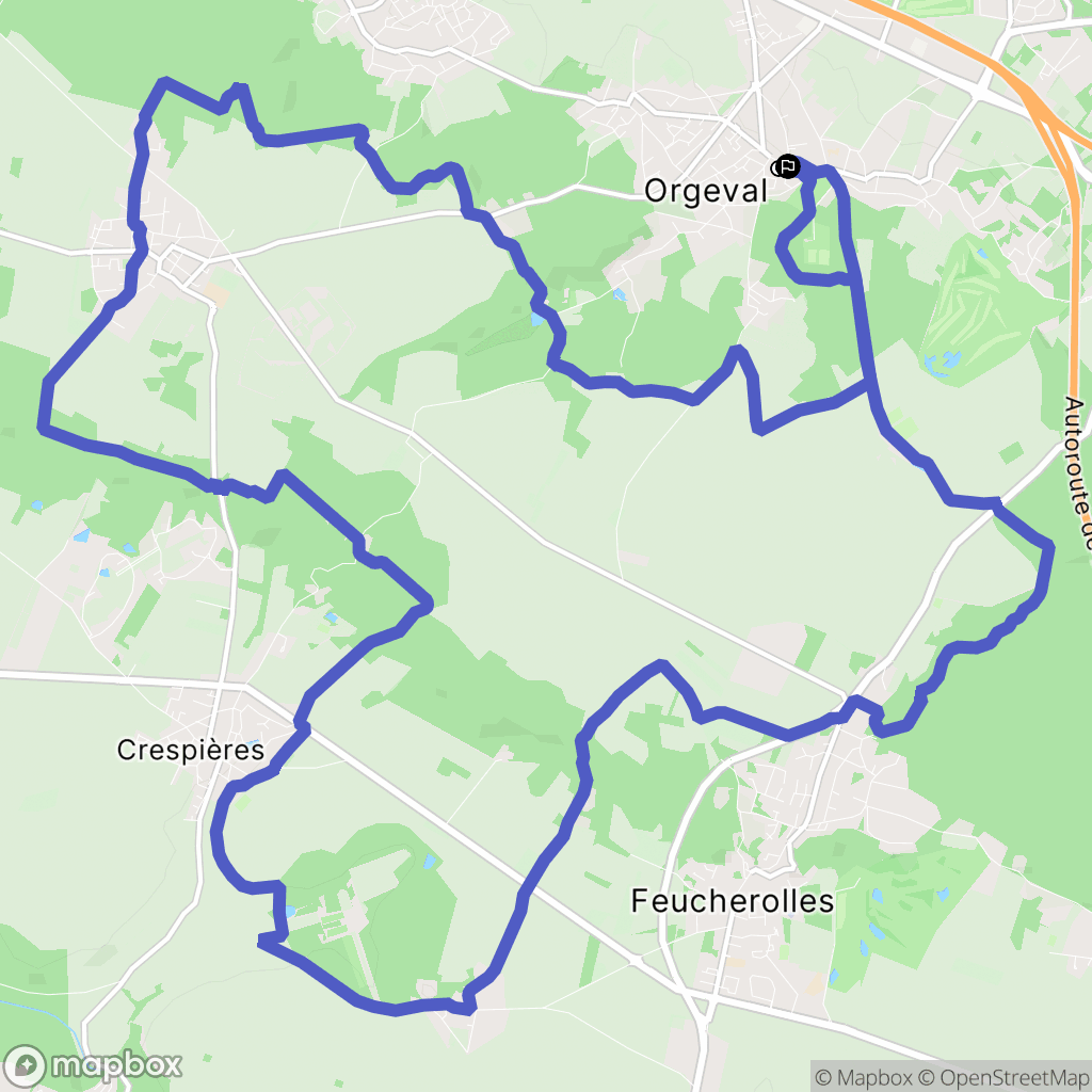 Orgeval : carte du parcours de randonnée - France
