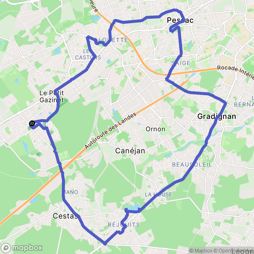 Cestas : carte du parcours de randonnée - France