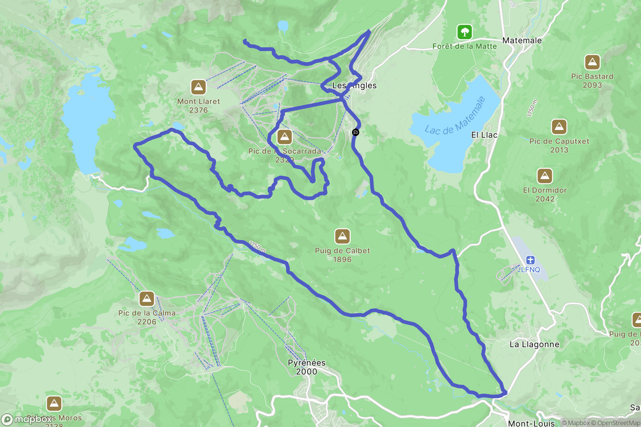 Les Angles : carte du parcours de randonnée - France