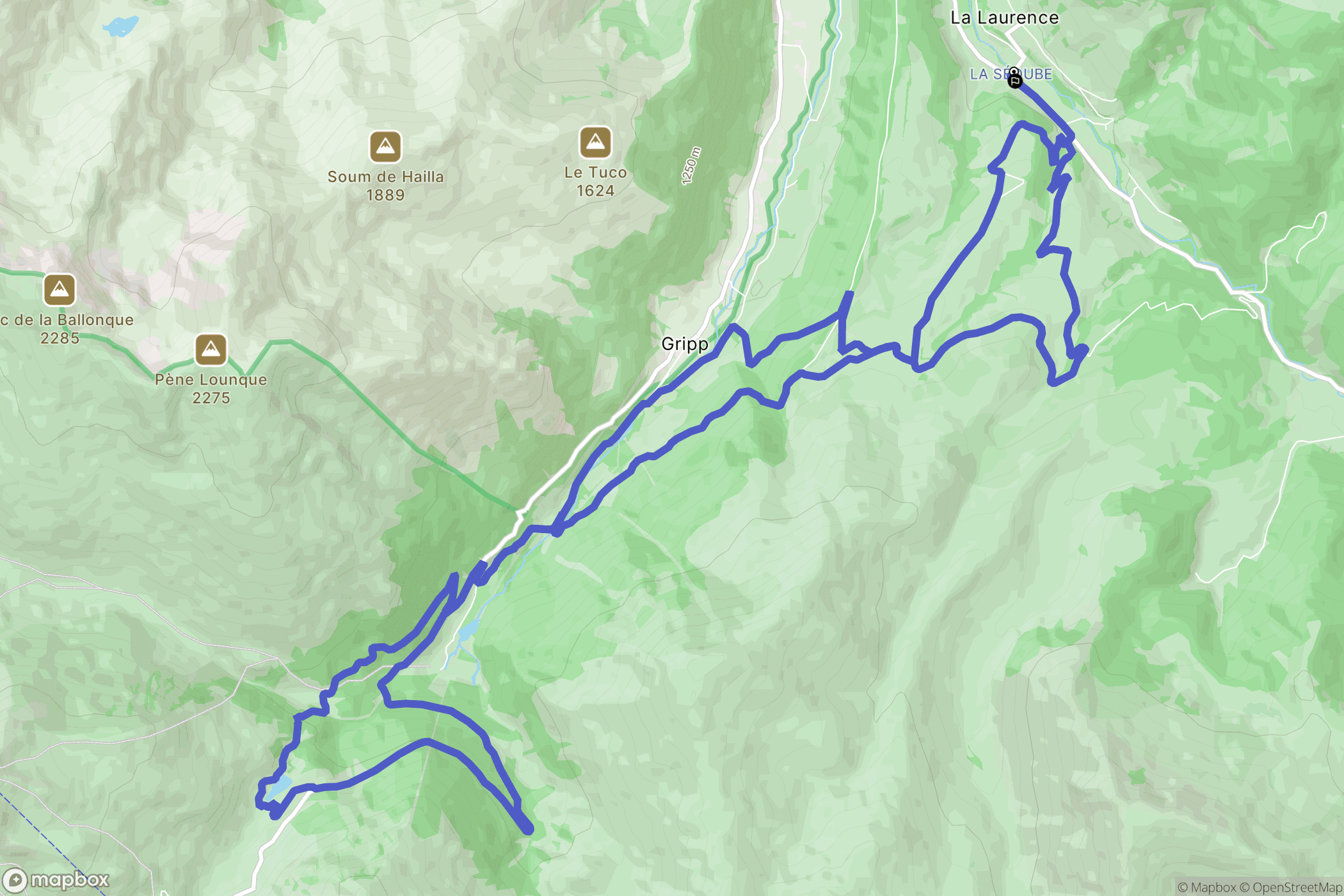 Campan : carte du parcours de randonnée - France