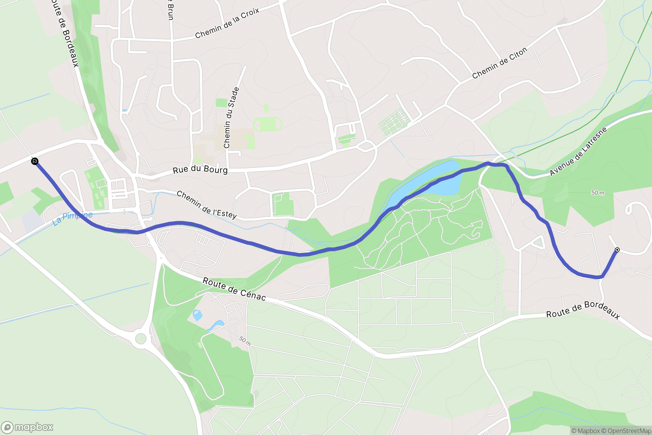 Cenac : carte du parcours de randonnée - France