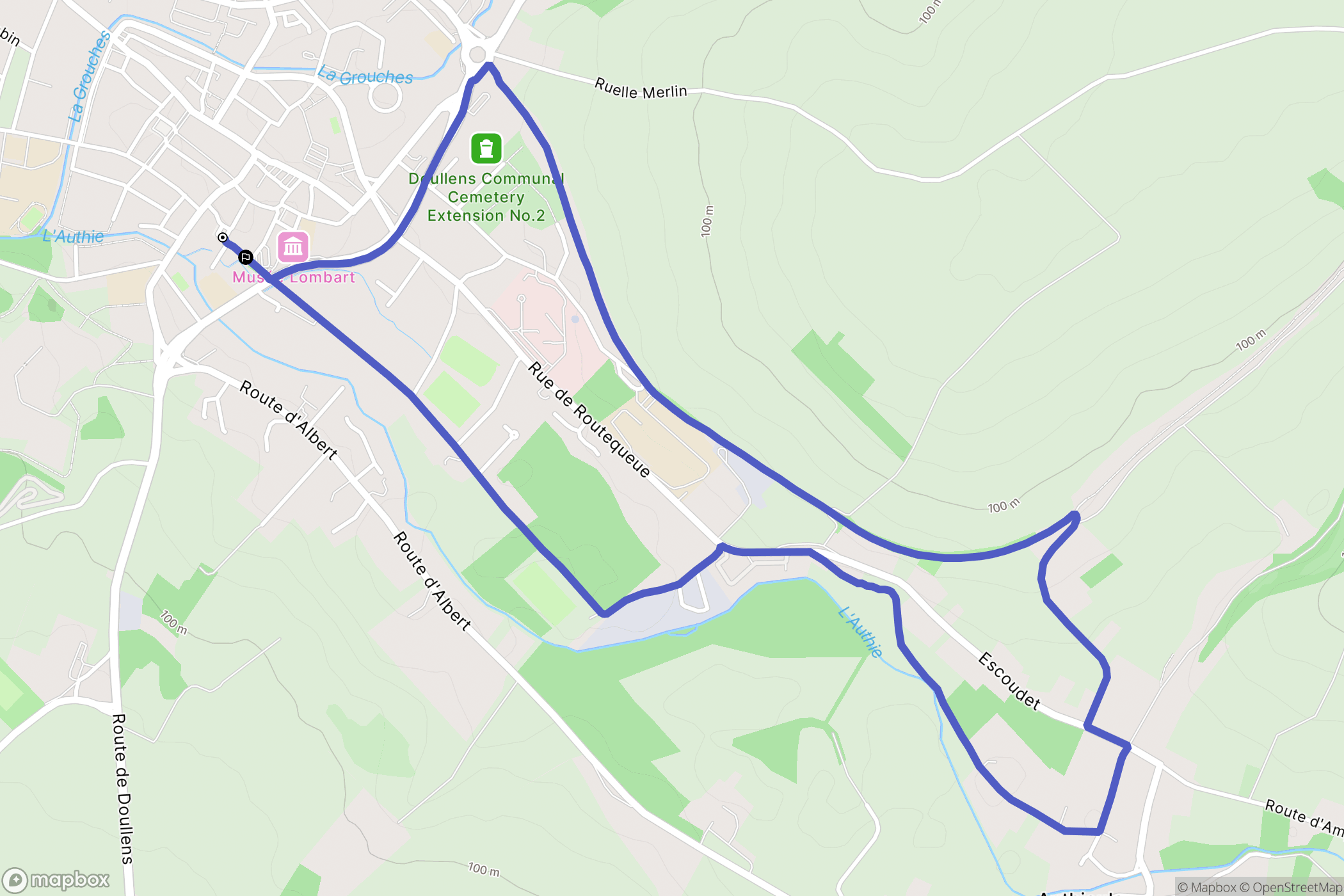 Doullens : carte du parcours de randonnée - France