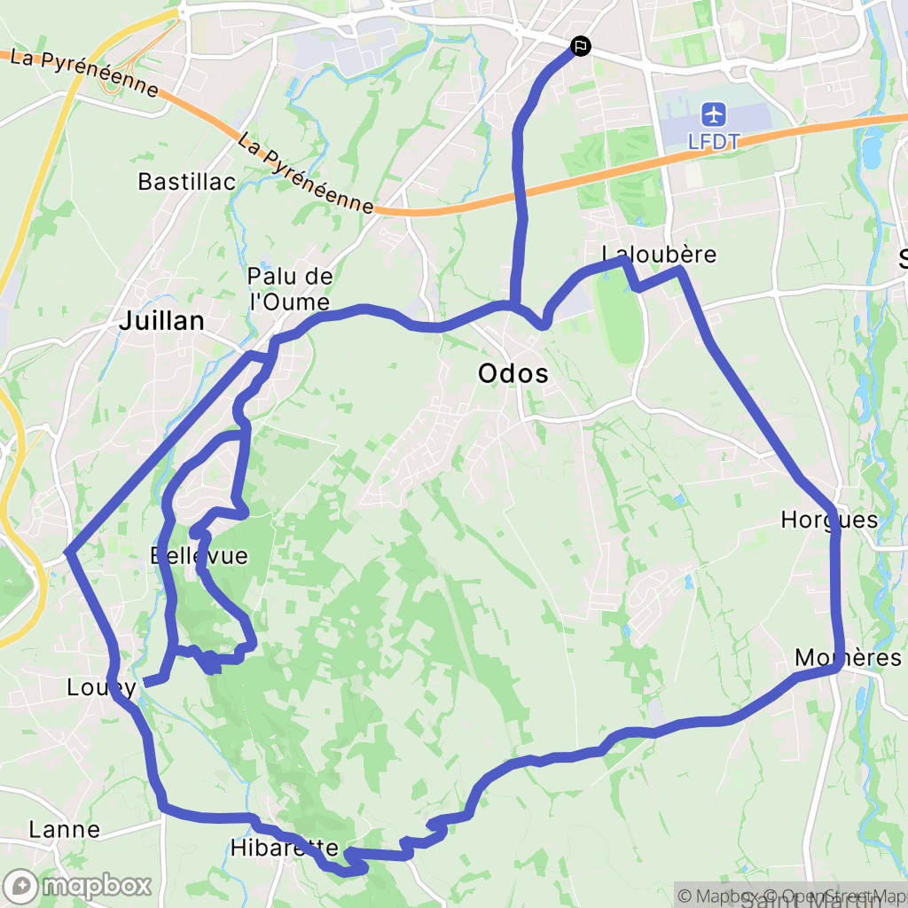 Tarbes : carte du parcours de randonnée - France