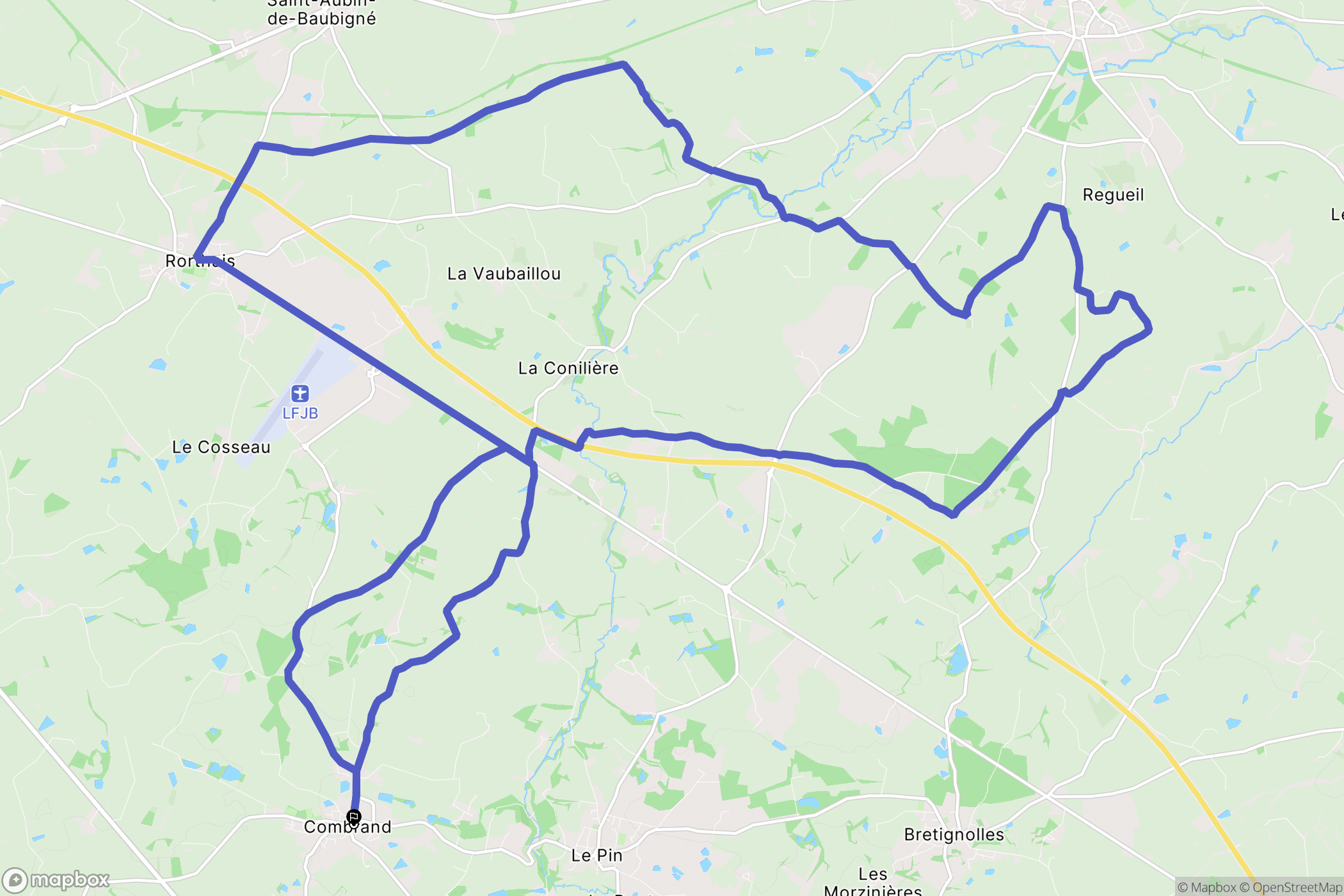 Combrand : carte du parcours de randonnée - France