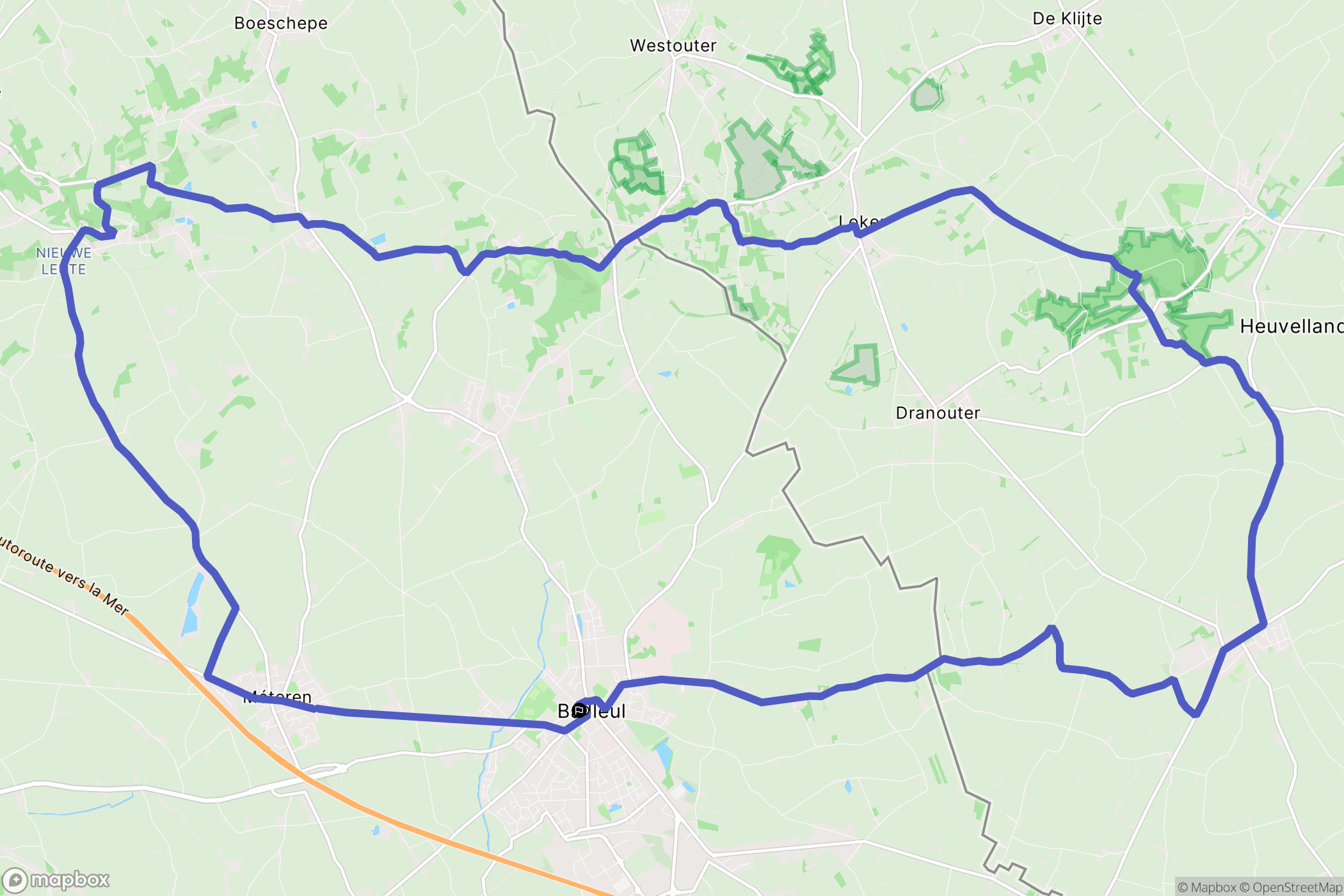 Bailleul : carte du parcours de randonnée - France
