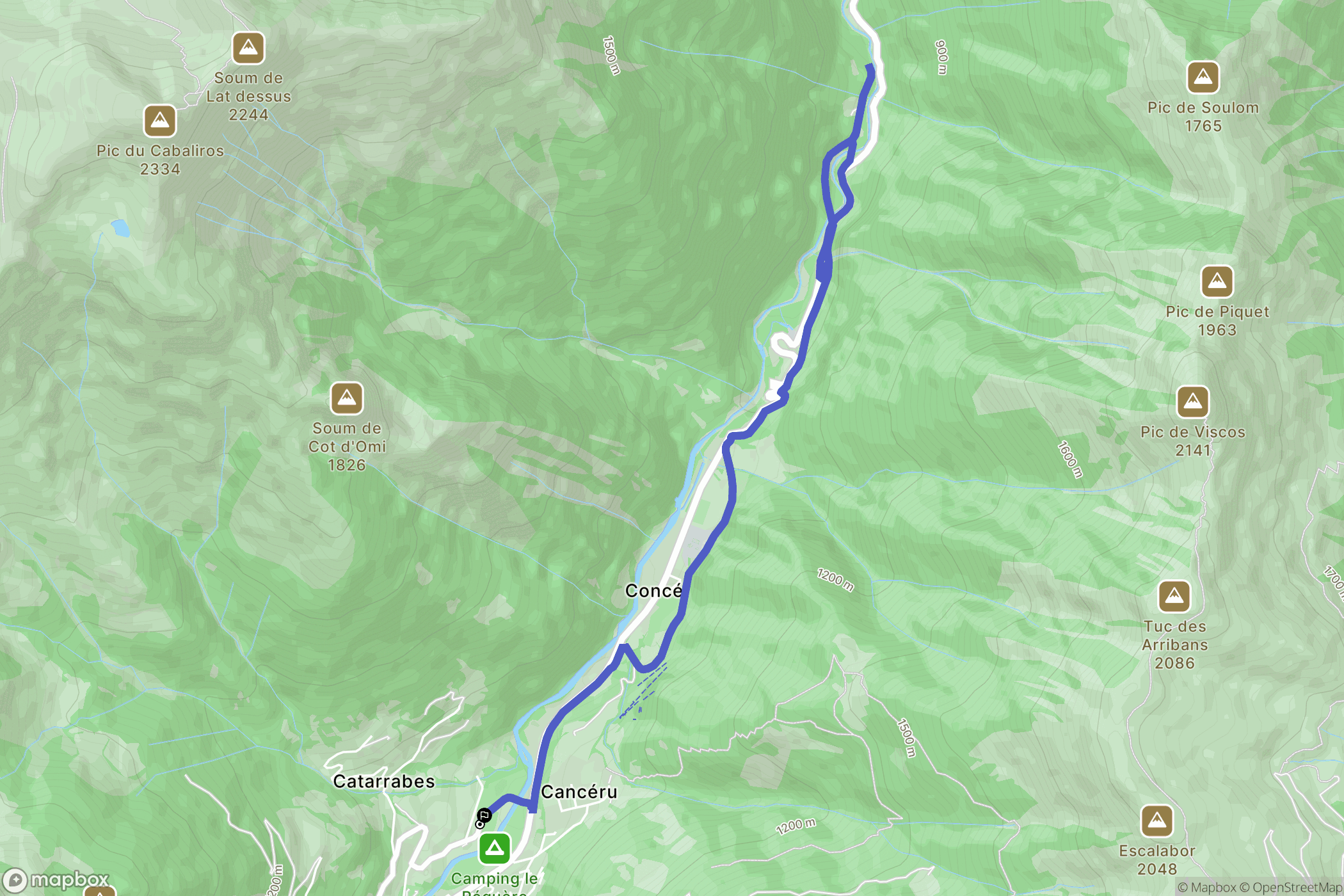 Cauterets : carte du parcours de randonnée - France