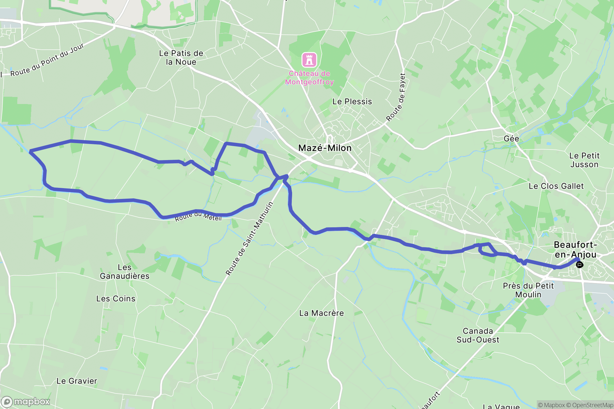 Beaufort-en-Anjou : carte du parcours de randonnée - France
