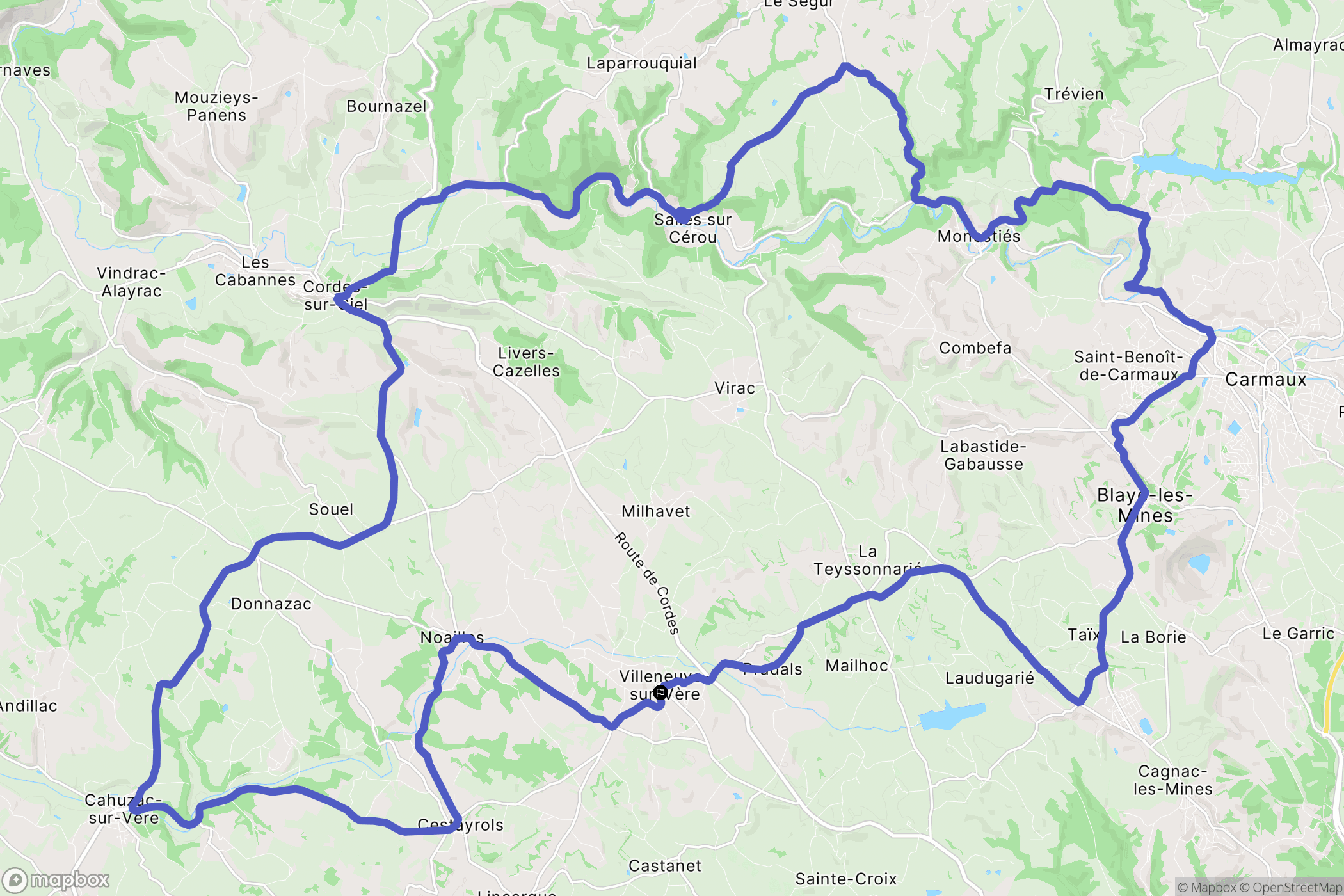 Villeneuve-sur-Vère : carte du parcours de randonnée - France