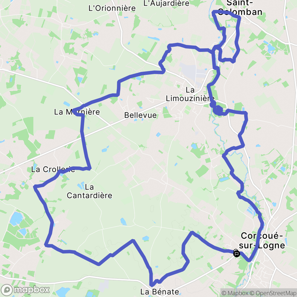 Corcoué-sur-Logne : carte du parcours de randonnée - France