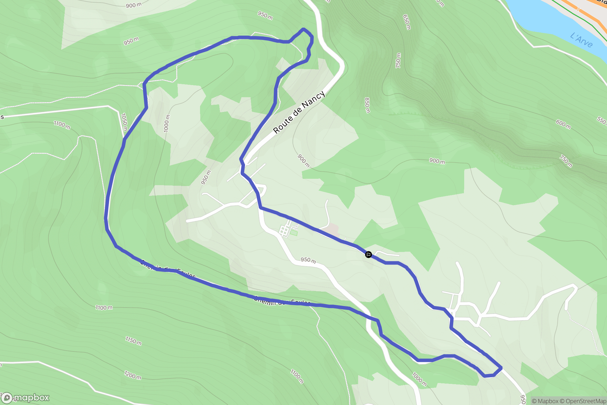 Nancy-sur-Cluses : carte du parcours de randonnée - France