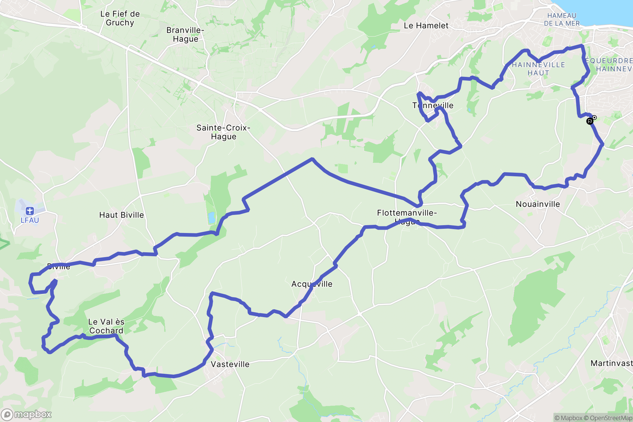Cherbourg-en-Cotentin : carte du parcours de randonnée - France