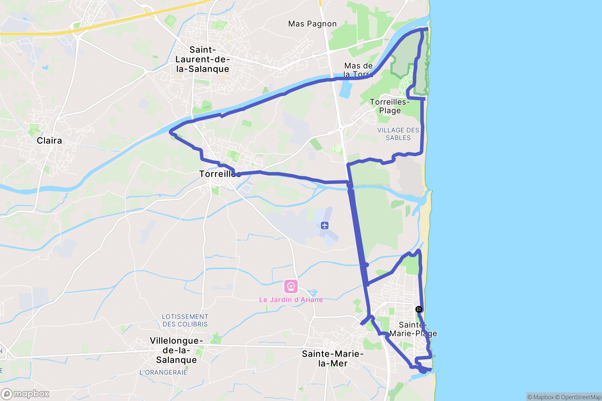 Sainte-Marie-la-Mer : carte du parcours de randonnée - France