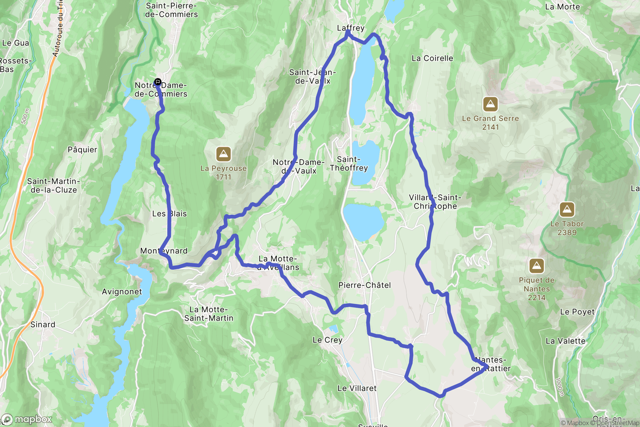 Notre-Dame-de-Commiers : carte du parcours de randonnée - France