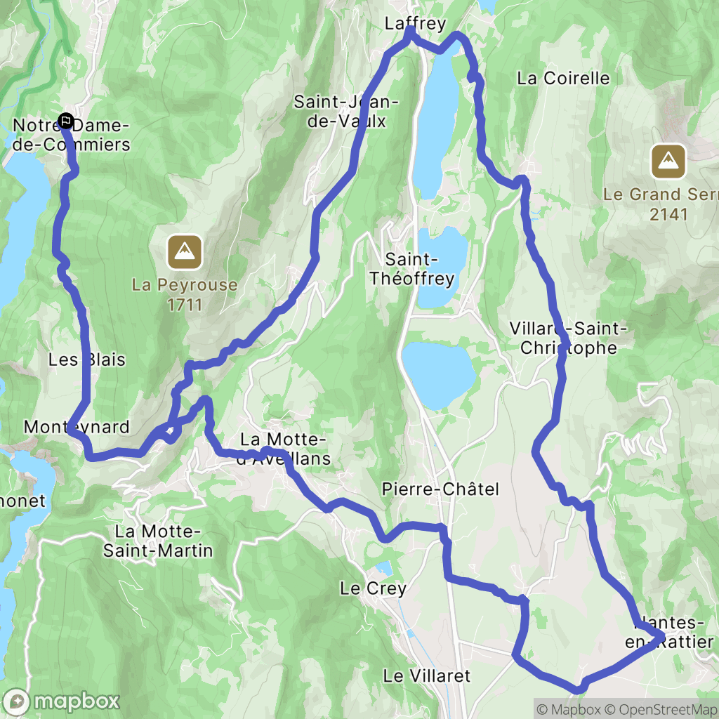 Notre-Dame-de-Commiers : carte du parcours de randonnée - France