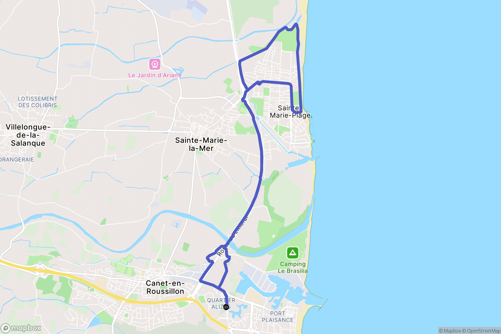 Canet-en-Roussillon : carte du parcours de randonnée - France