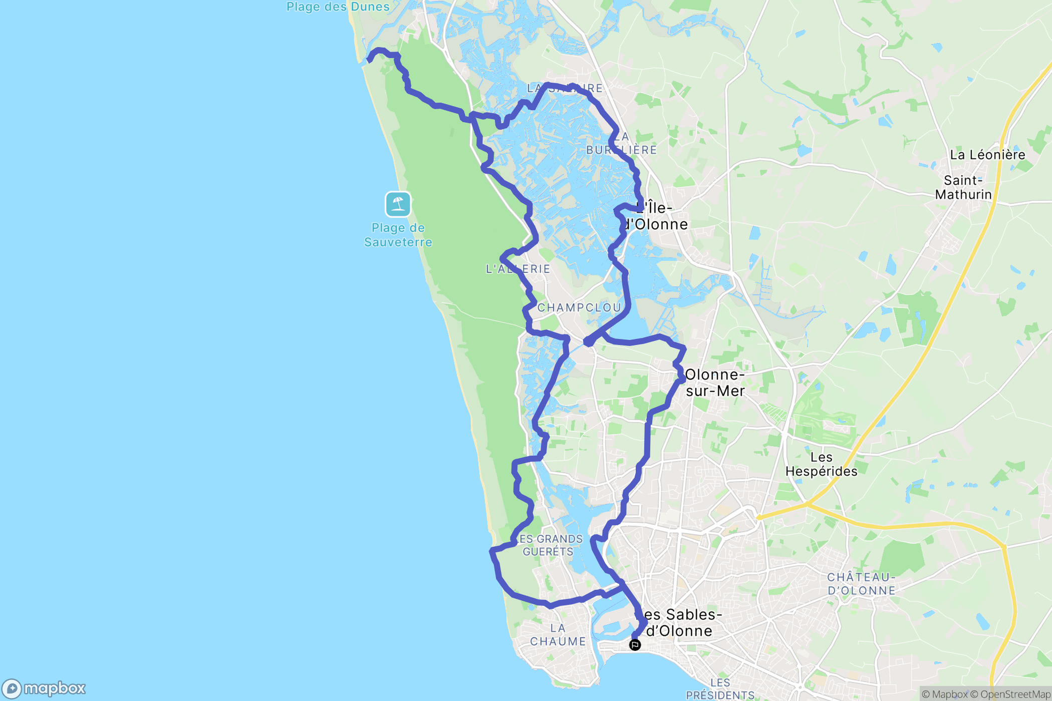 Les Sables-d'Olonne : carte du parcours de randonnée - France