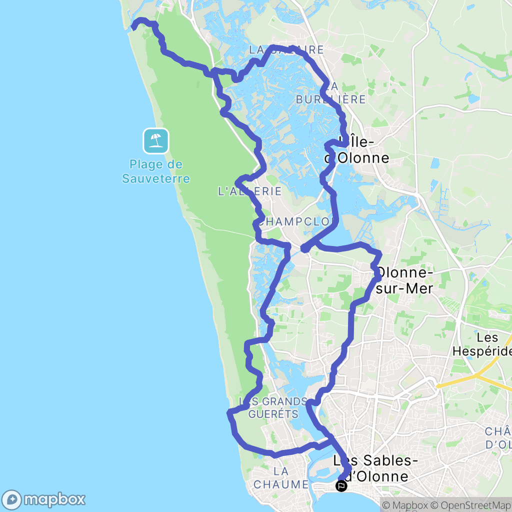 Les Sables-d'Olonne : carte du parcours de randonnée - France