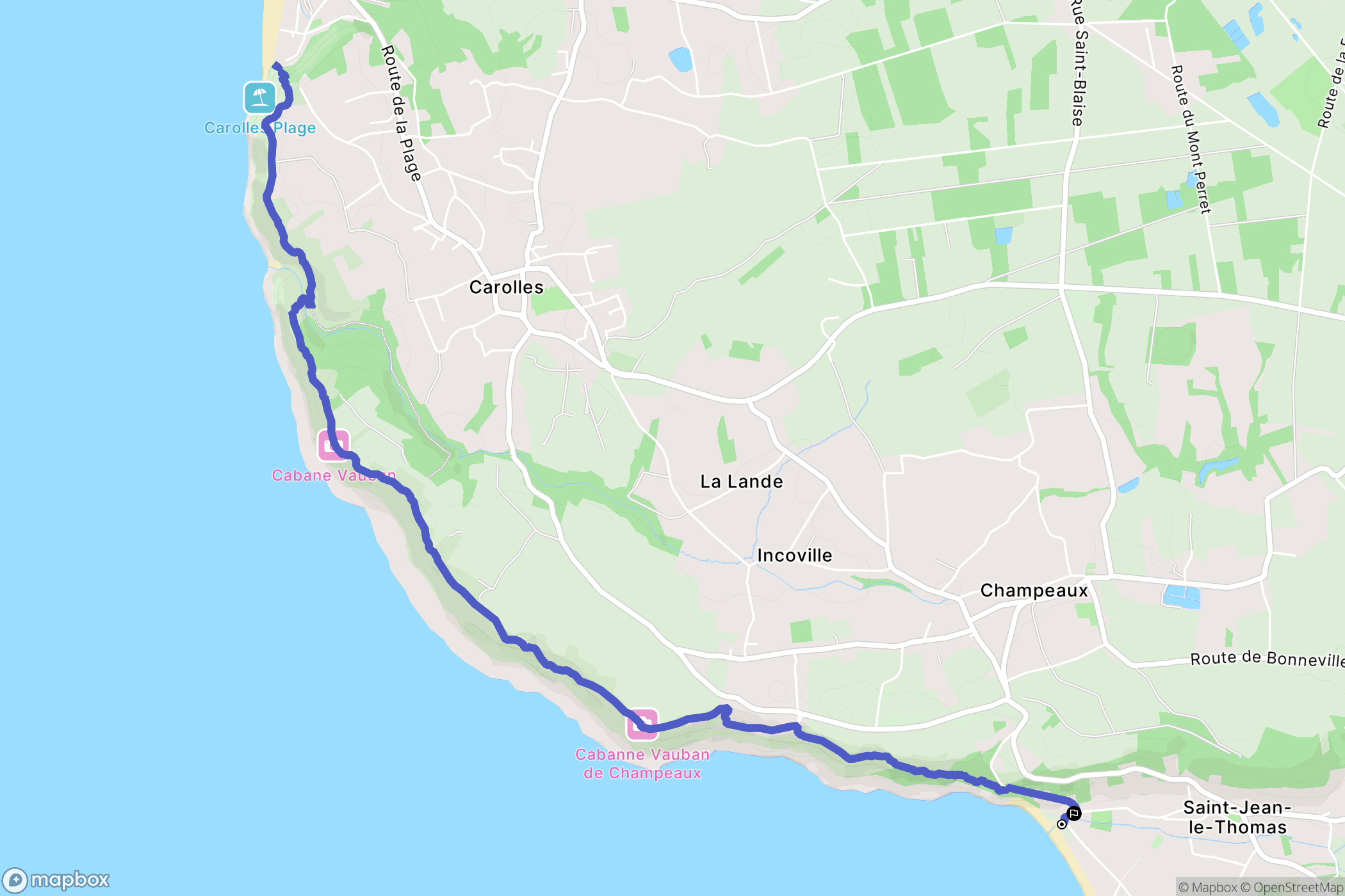 Saint-Jean-le-Thomas : carte du parcours de randonnée - France