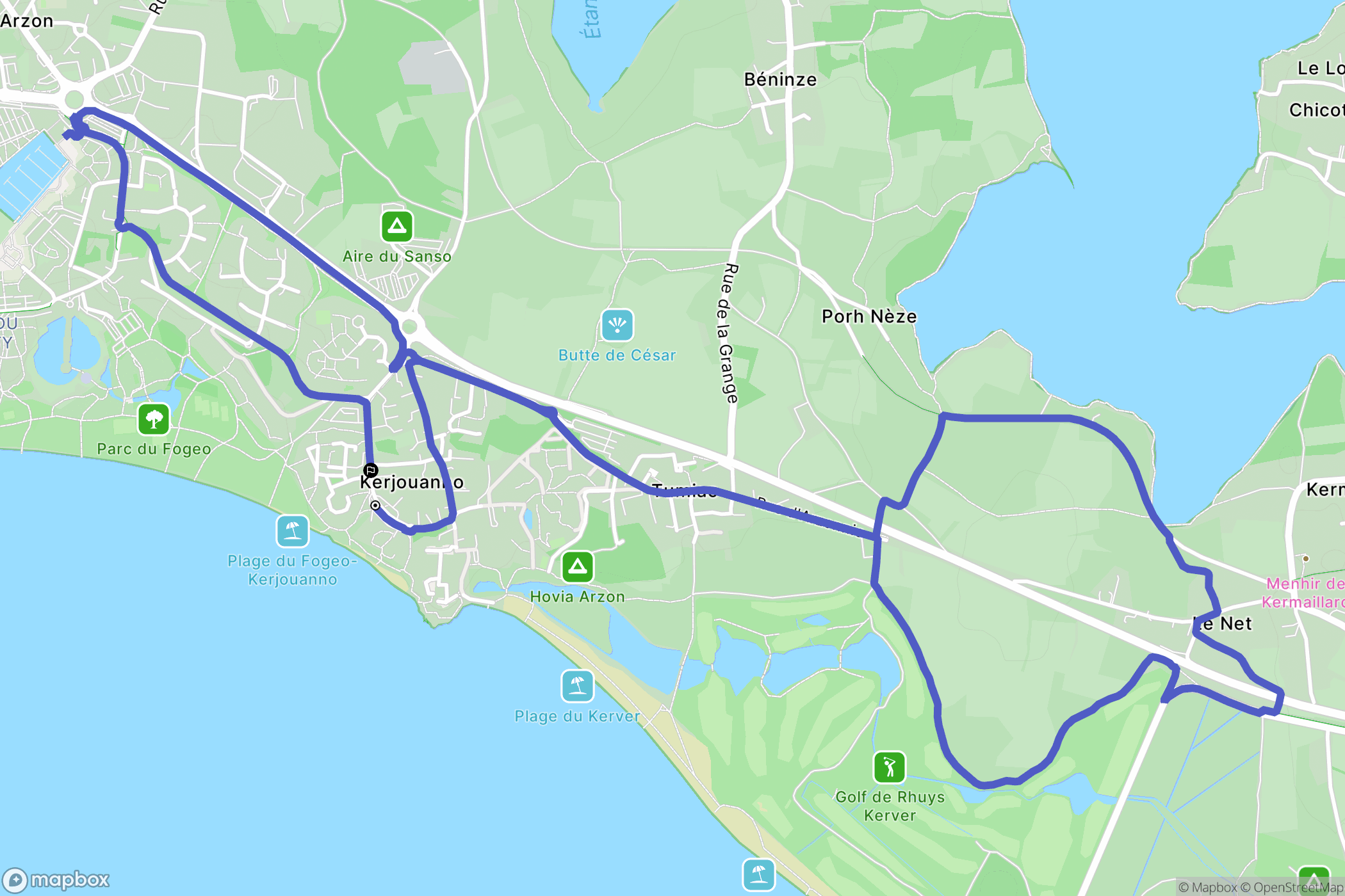 Arzon : carte du parcours de randonnée - France