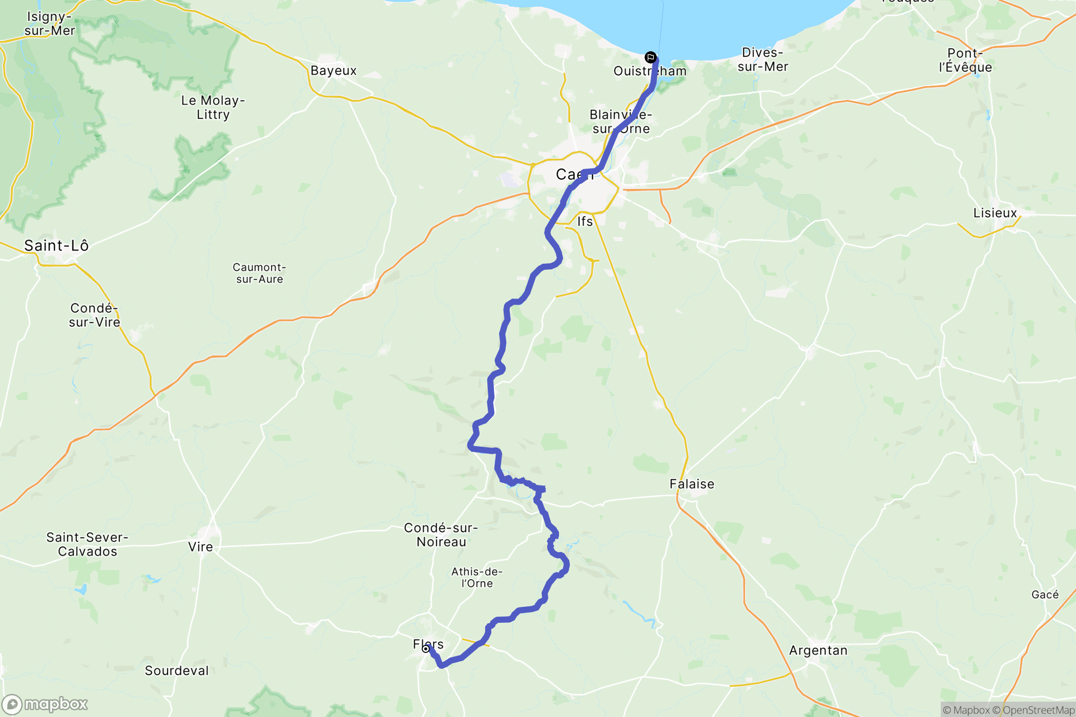 Flers : carte du parcours de randonnée - France