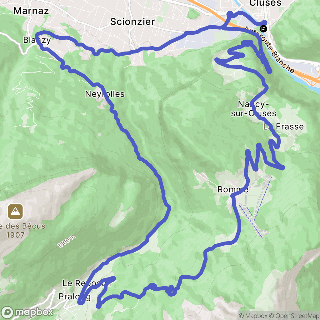 Cluses : carte du parcours de randonnée - France