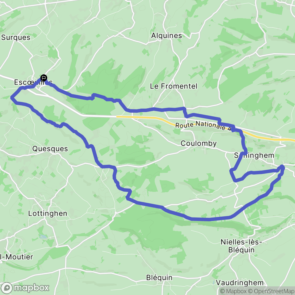 Escœuilles : carte du parcours de randonnée - France