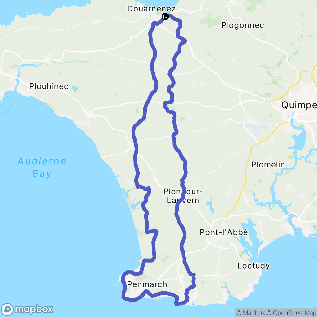 Douarnenez : carte du parcours de randonnée - France