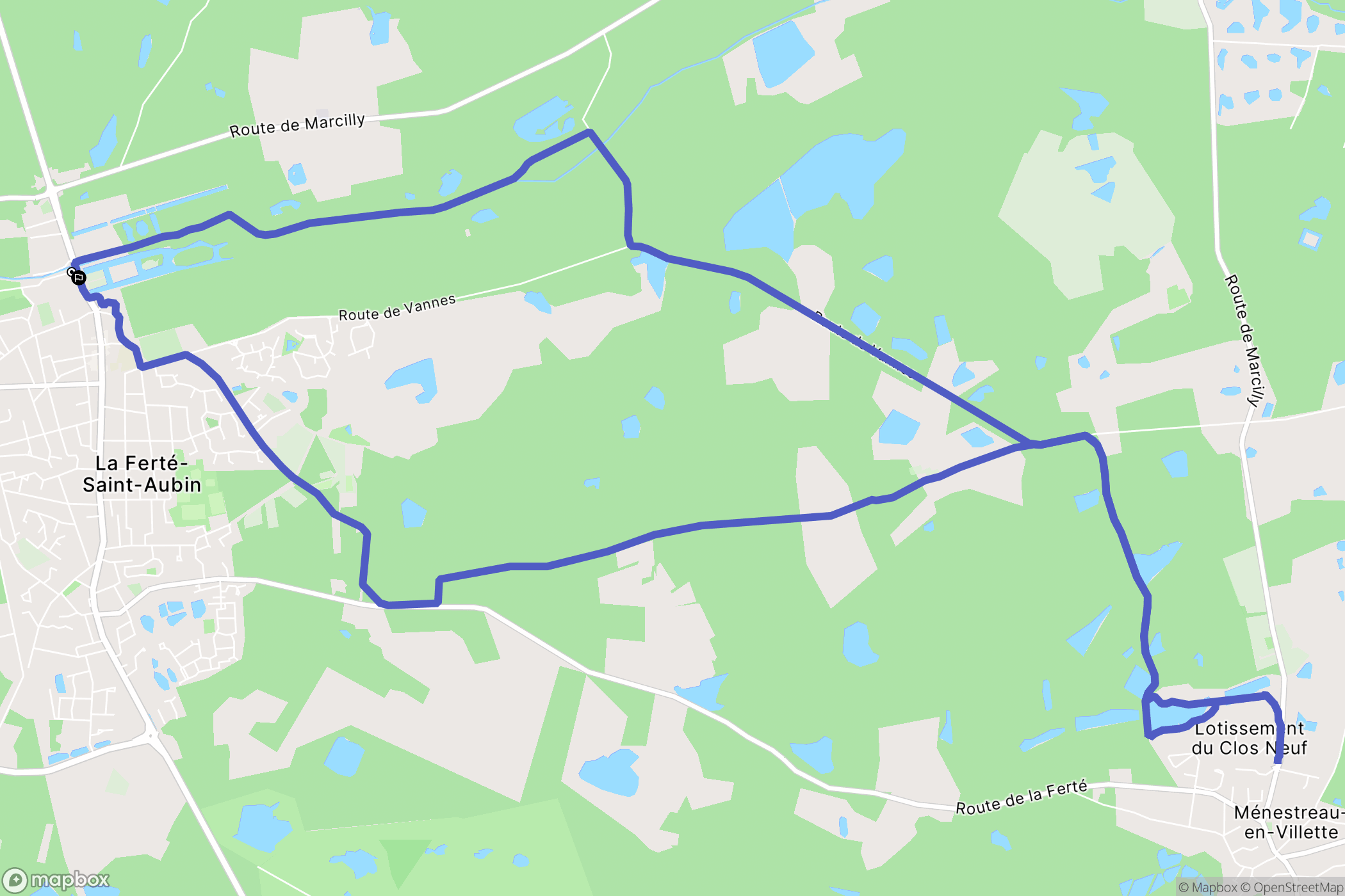 La Ferté-Saint-Aubin : carte du parcours de randonnée - France