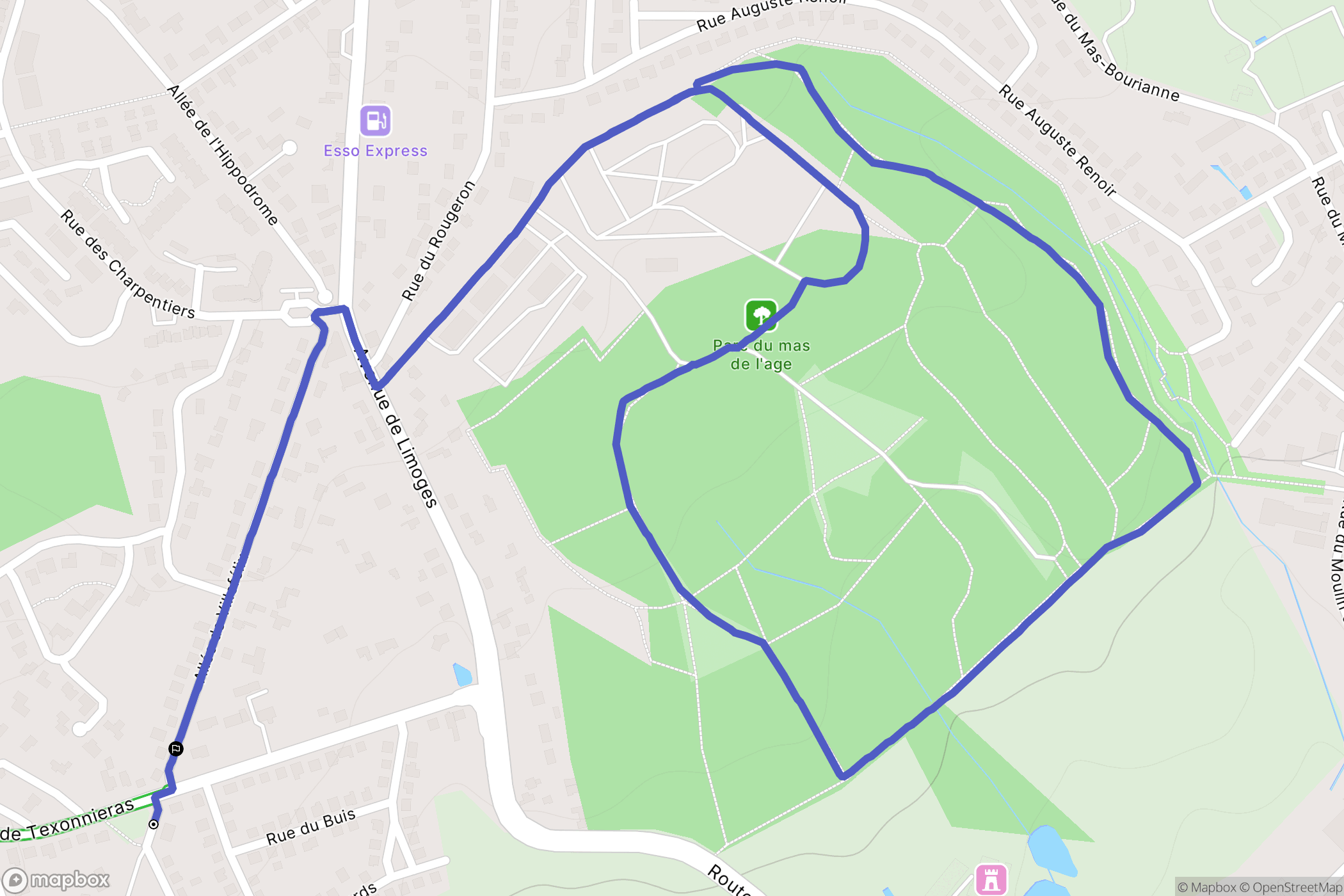 Couzeix : carte du parcours de randonnée - France