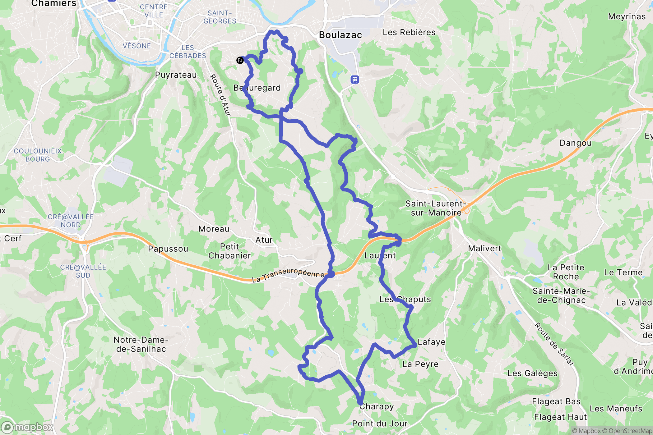 Boulazac Isle Manoire : carte du parcours de randonnée - France