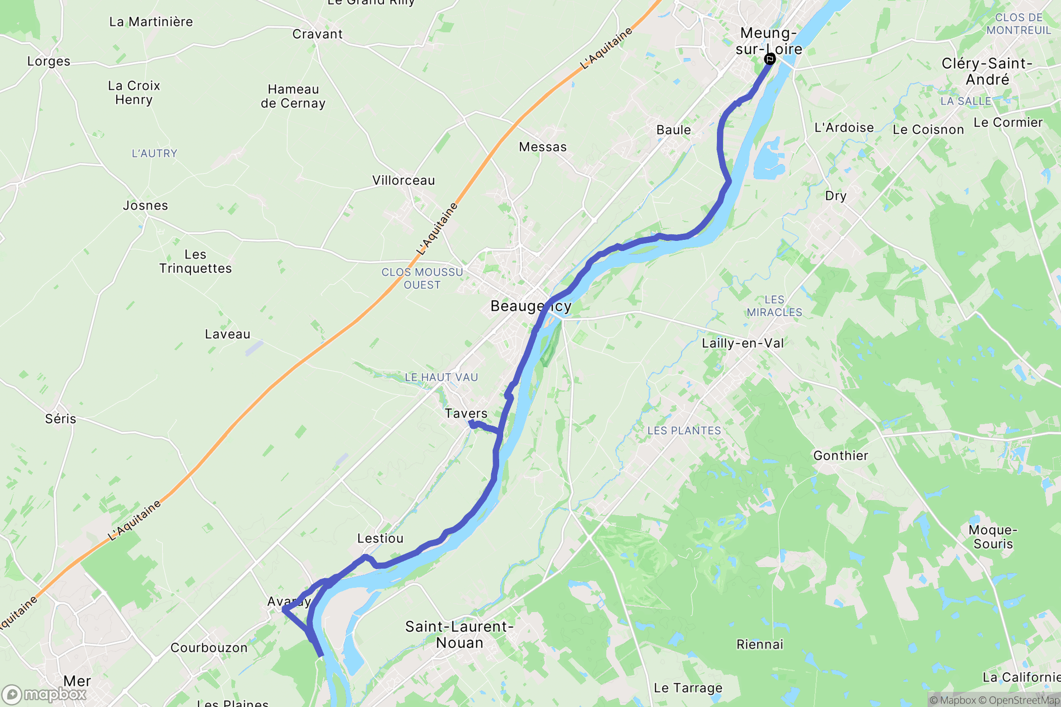 Meung-sur-Loire : carte du parcours de randonnée - France