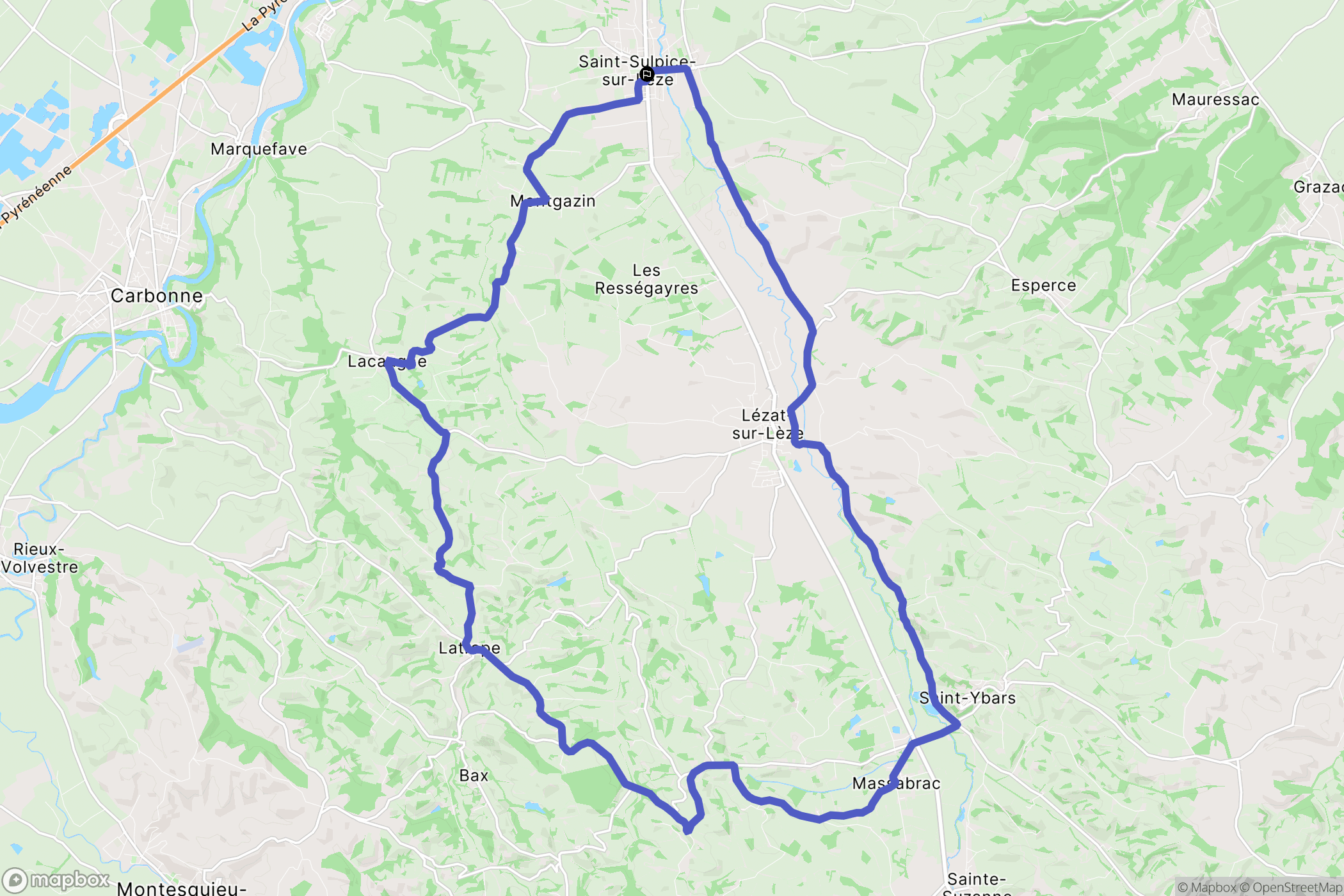 Saint-Sulpice-sur-Lèze : carte du parcours de randonnée - France
