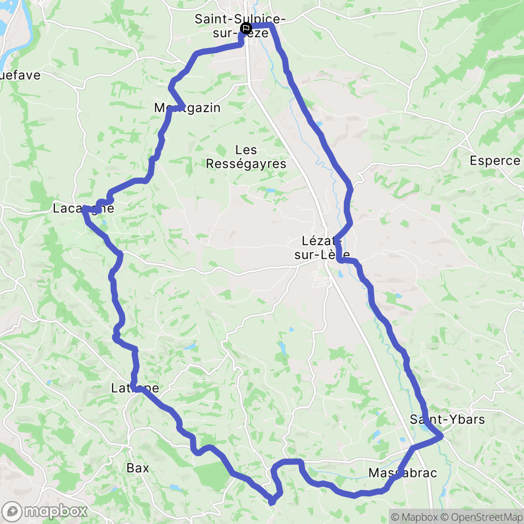 Saint-Sulpice-sur-Lèze : carte du parcours de randonnée - France