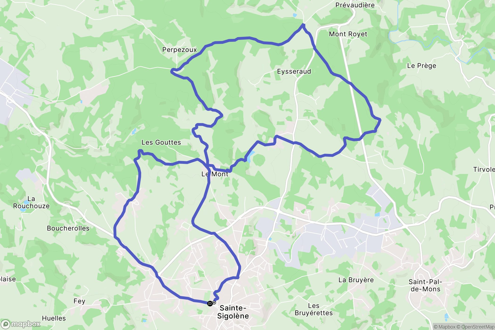 Sainte-Sigolène : carte du parcours de randonnée - France