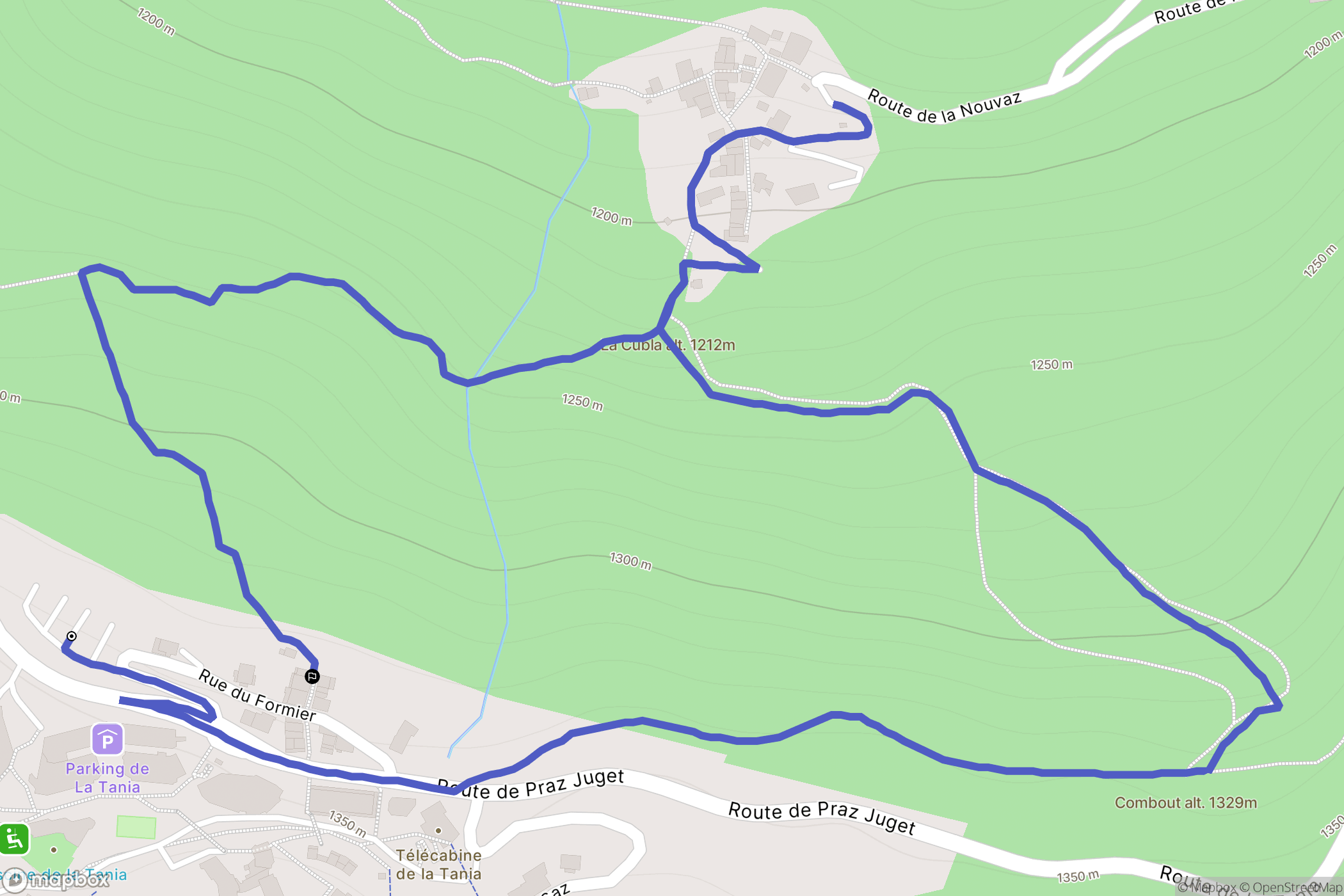 Courchevel : carte du parcours de randonnée - France