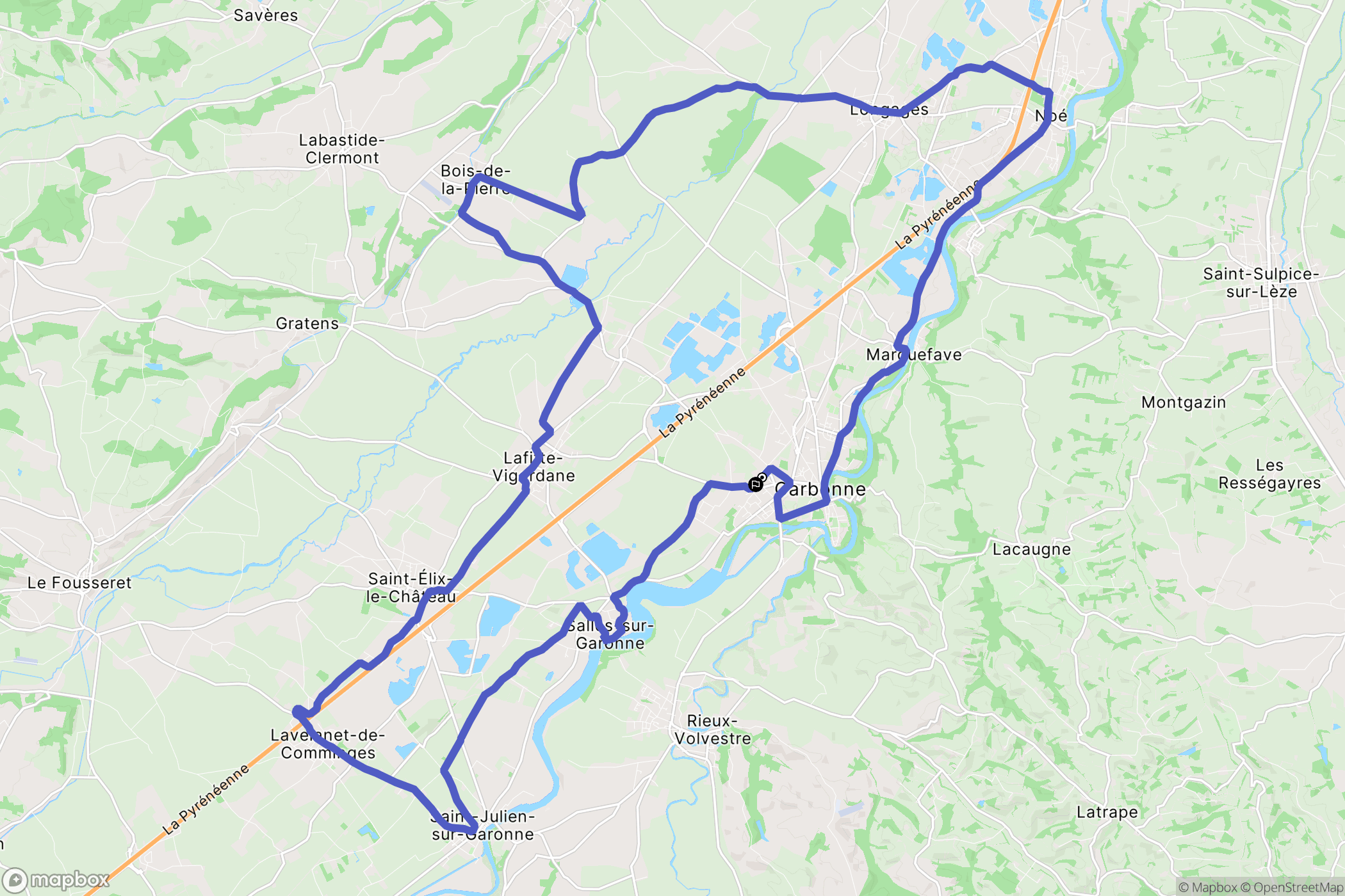 Carbonne : carte du parcours de randonnée - France
