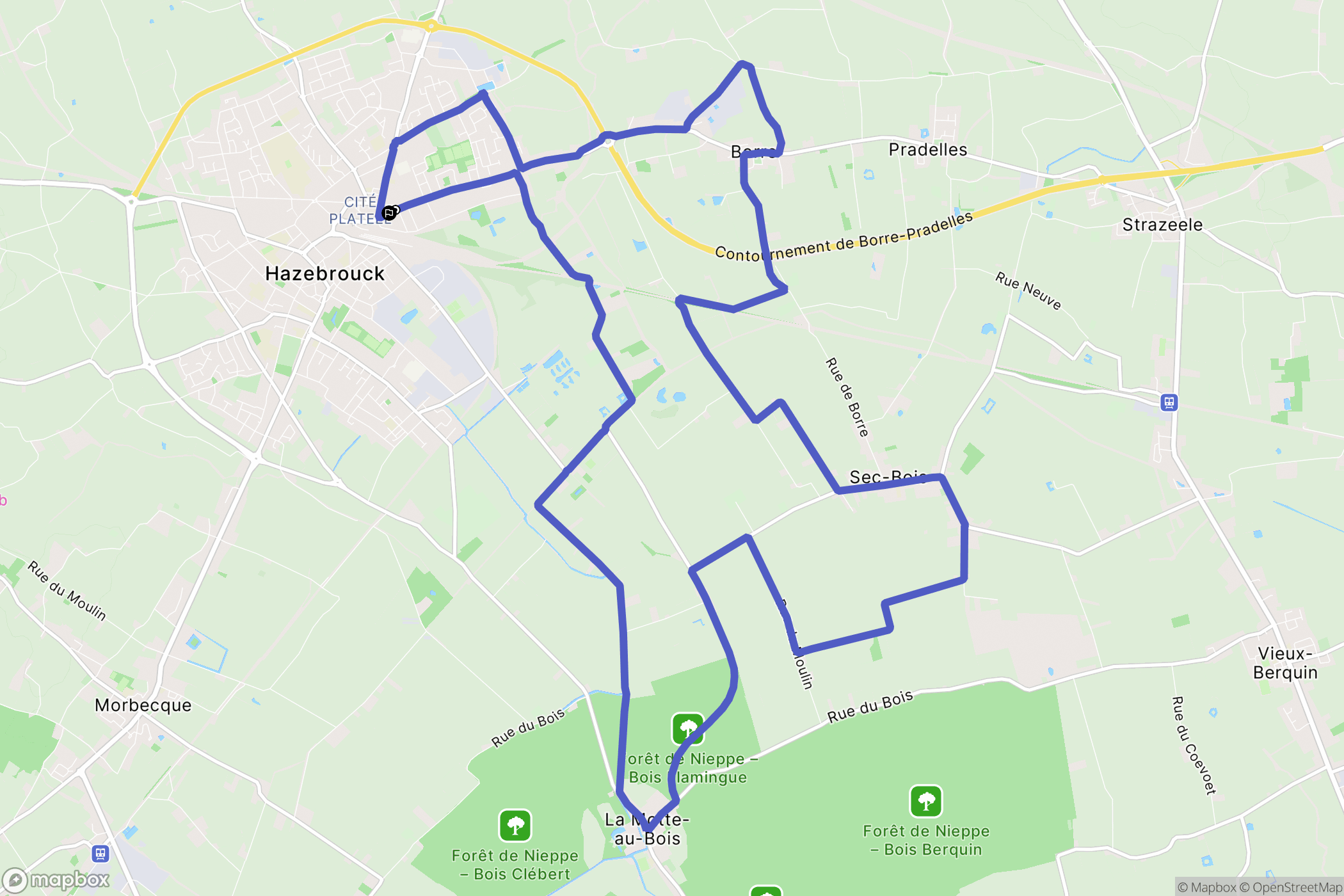 Hazebrouck : carte du parcours de randonnée - France