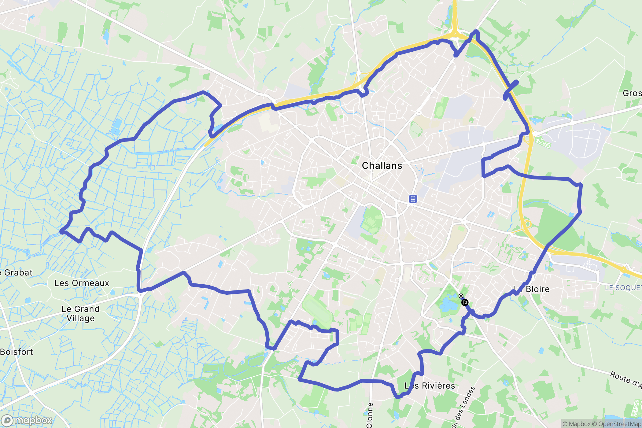 Challans : carte du parcours de randonnée - France