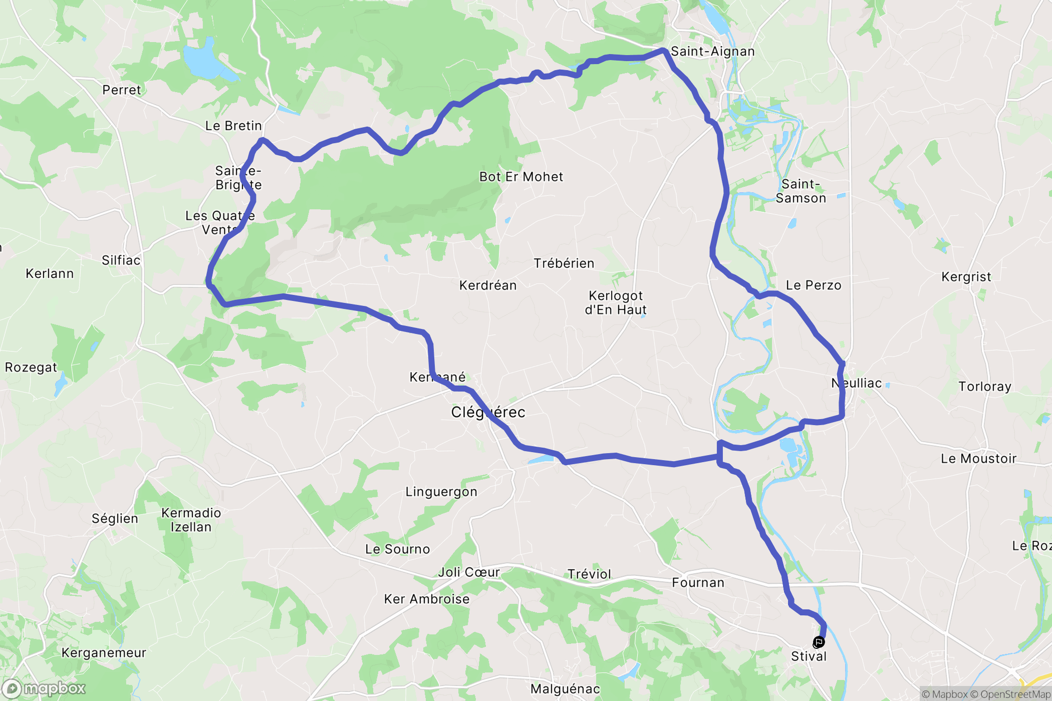 Pontivy : carte du parcours de randonnée - France