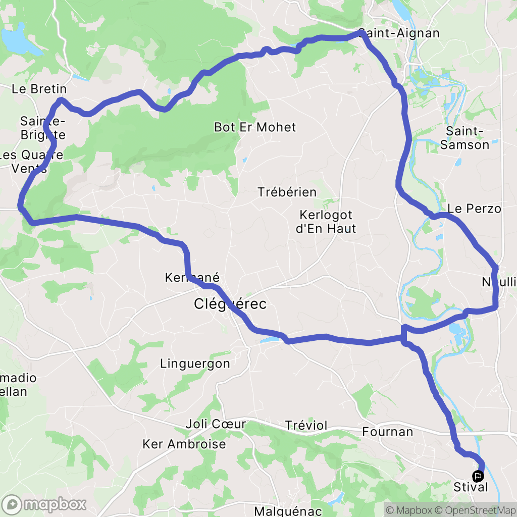 Pontivy : carte du parcours de randonnée - France