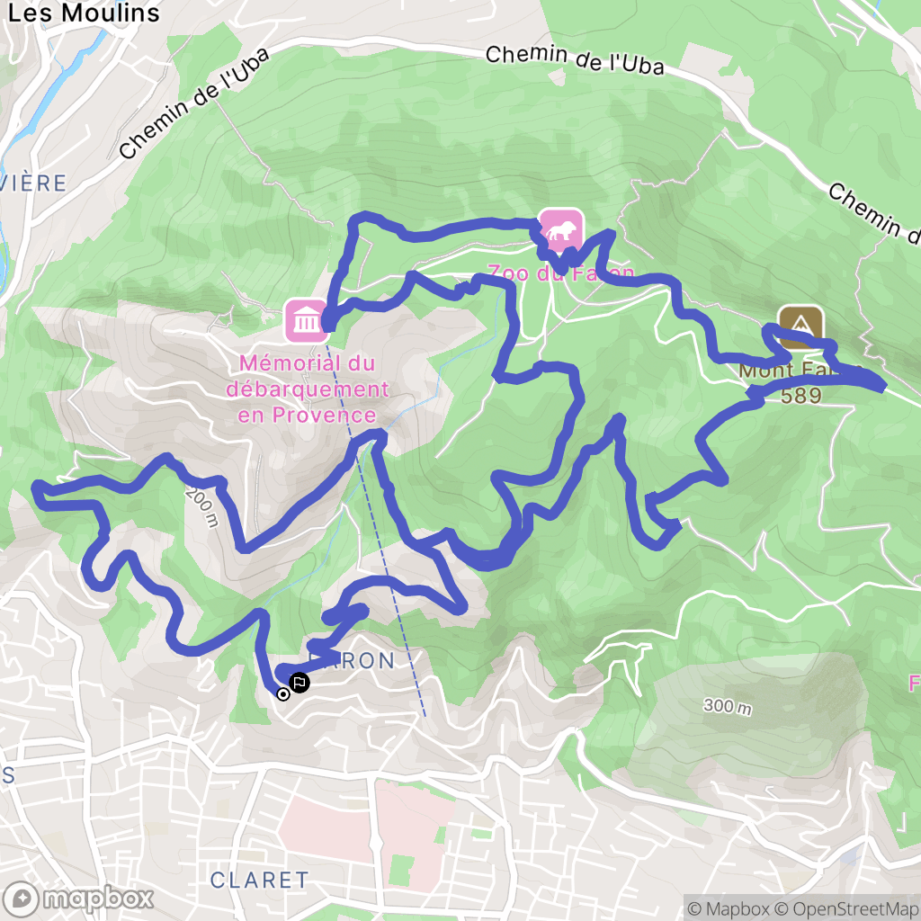 Toulon : carte du parcours de randonnée - France