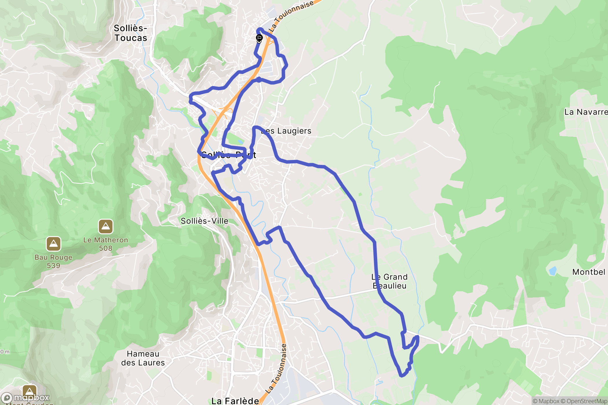 Solliès-Pont : carte du parcours de randonnée - France