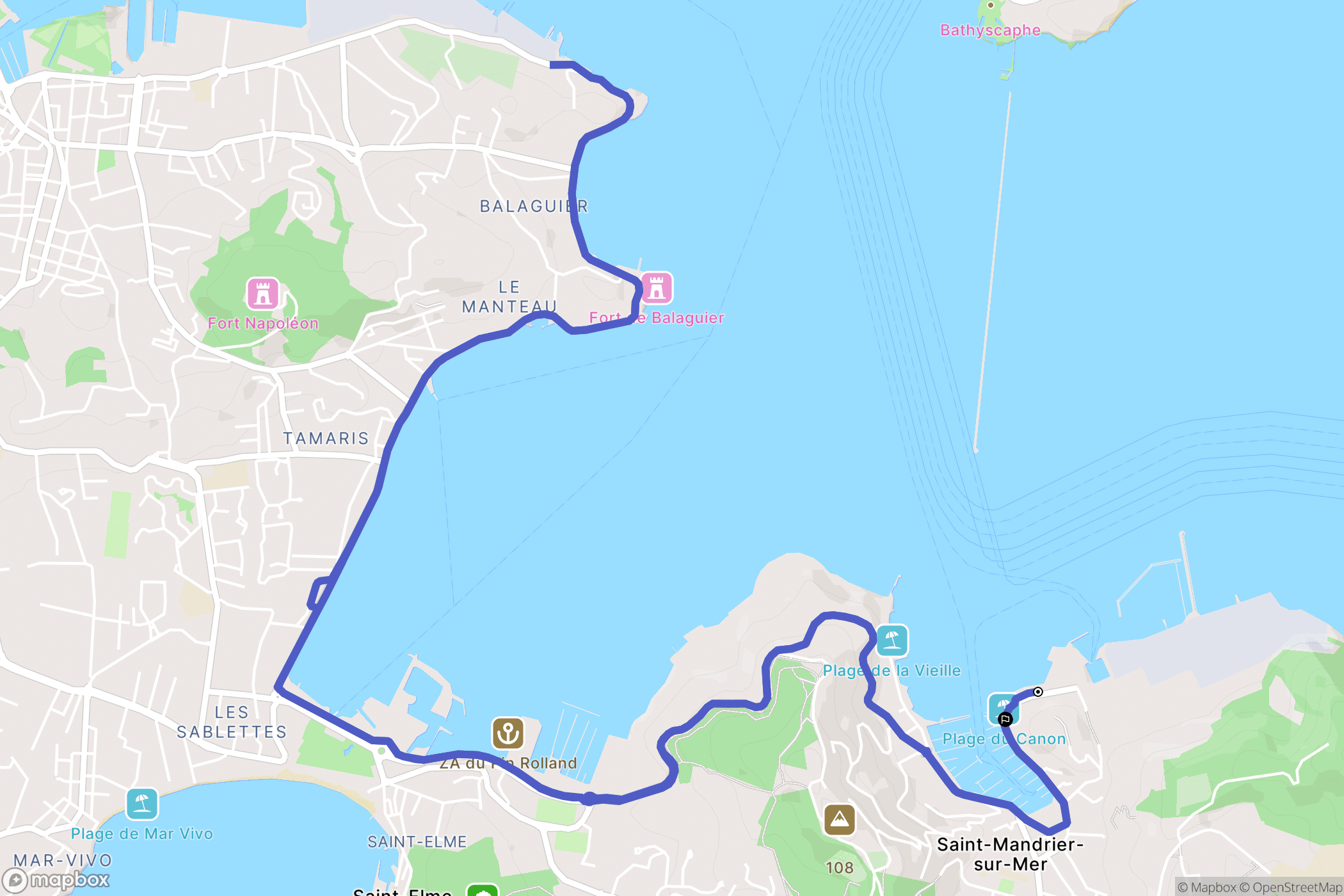 Saint-Mandrier-sur-Mer : carte du parcours de randonnée - France